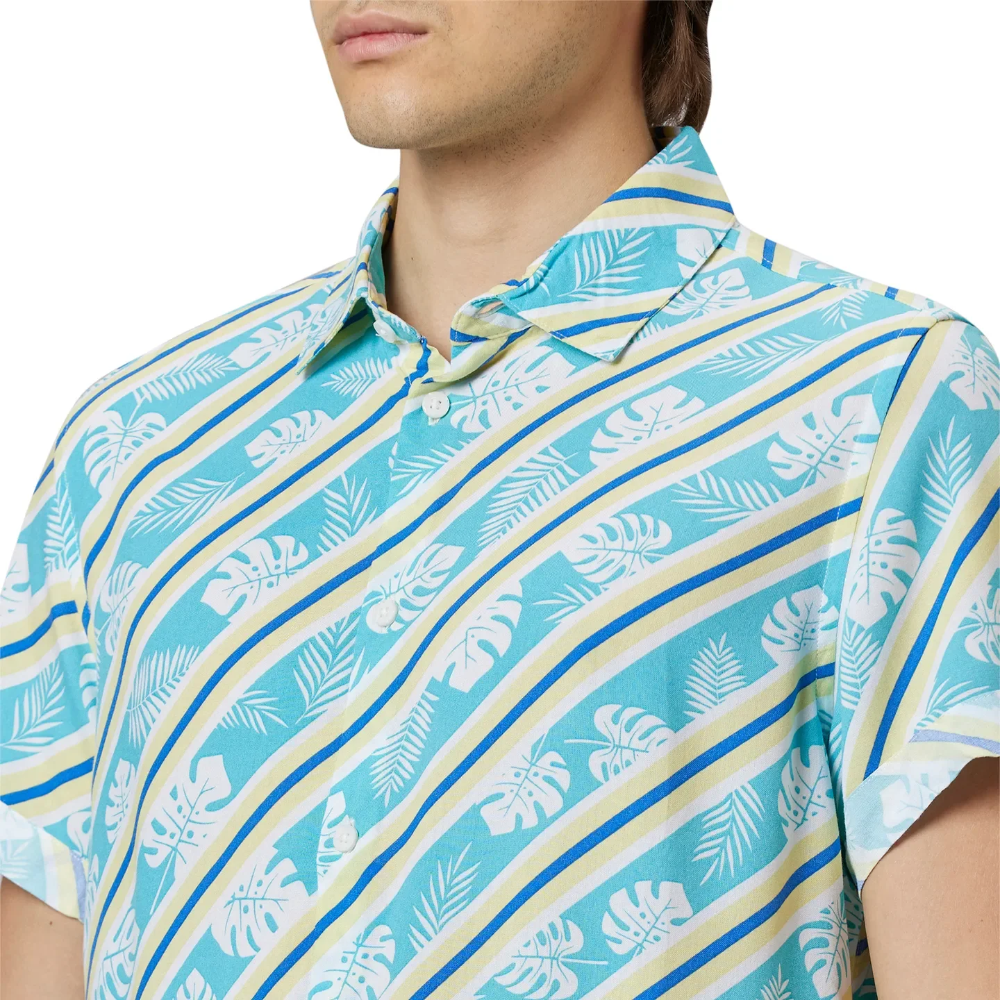 Blue Slim Fit Regular Collar Men's Shirt by Being Human Clothing - Image 4