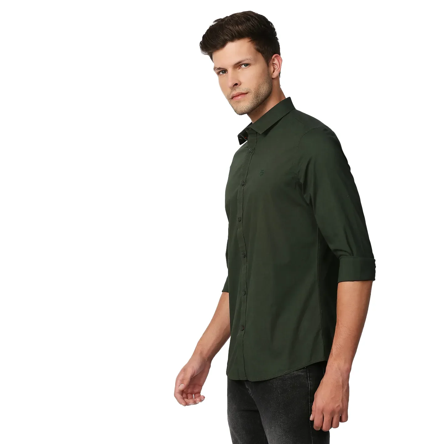 Green Super Slim Fit Regular Collar Long Sleeves Men's Shirt by Being Human Clothing - Image 2