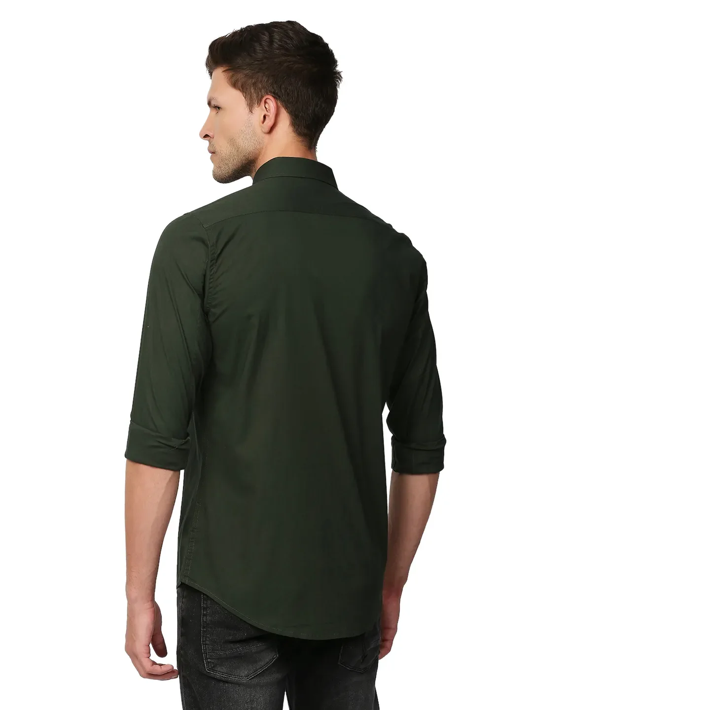 Green Super Slim Fit Regular Collar Long Sleeves Men's Shirt by Being Human Clothing - Image 4
