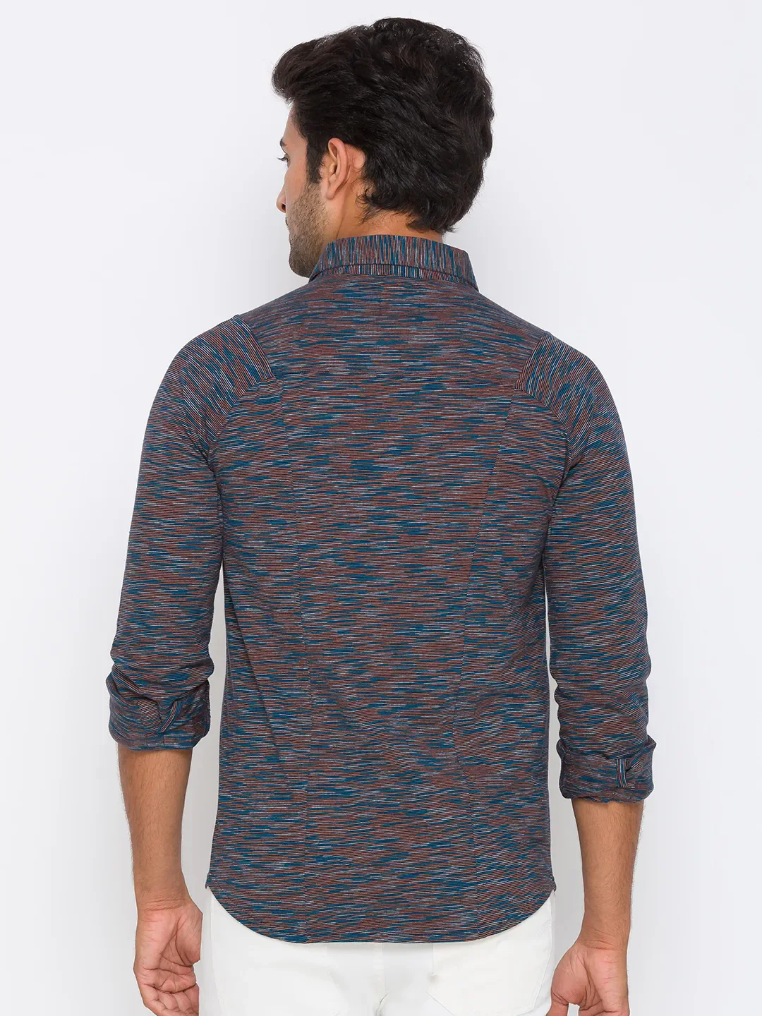 Brown Super Slim Fit Regular Collar Men's Shirt by Being Human Clothing - Image 3