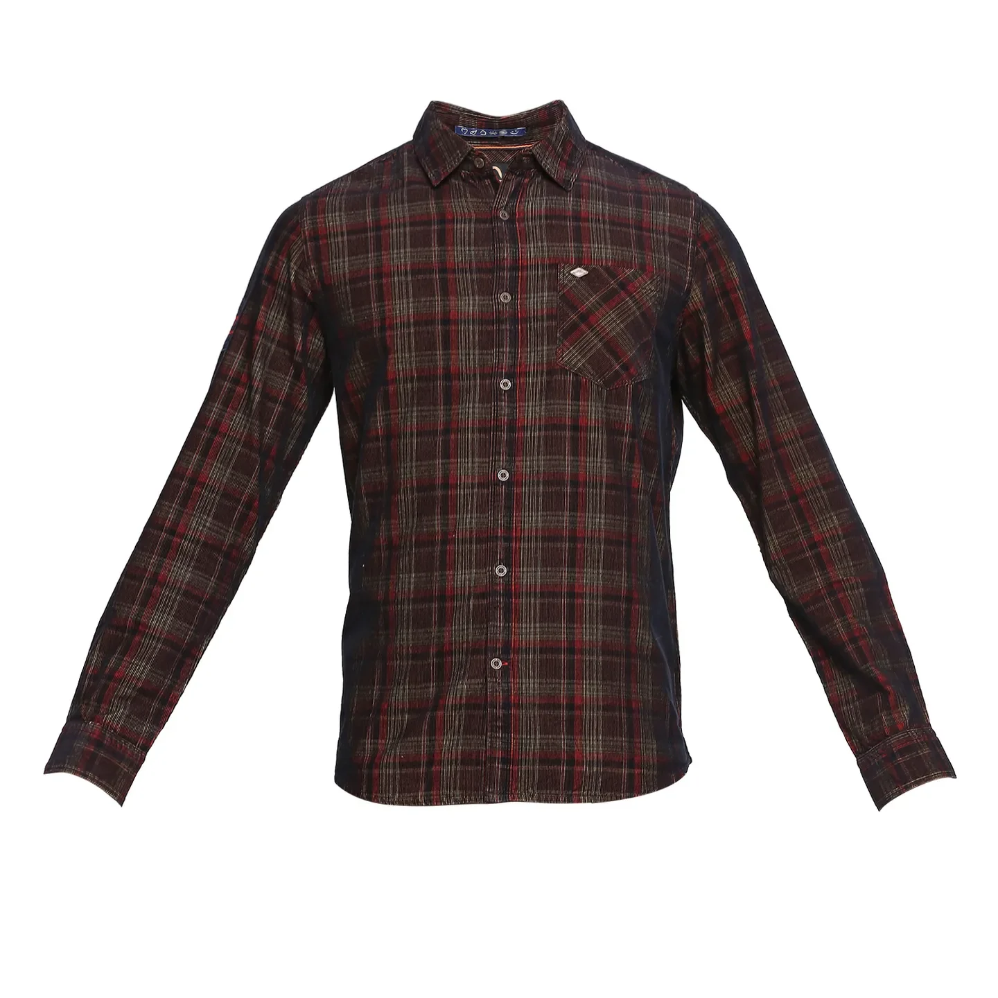 Brown Slim Straight Fit Regular Collar Long Sleeves Cotton Men's Shirt by Being Human Clothing - Image 7