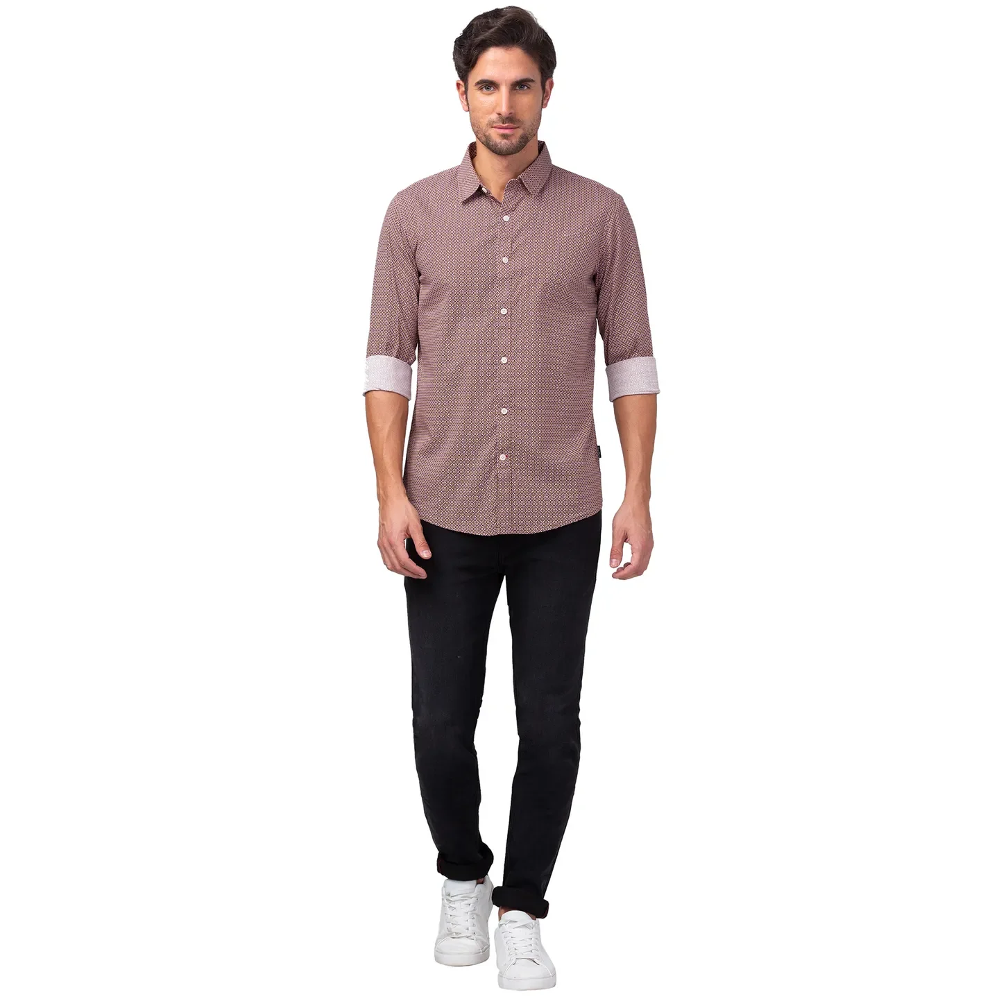 Brown Slim Straight Fit Regular Collar Long Sleeves Men's Shirt by Being Human Clothing - Image 2