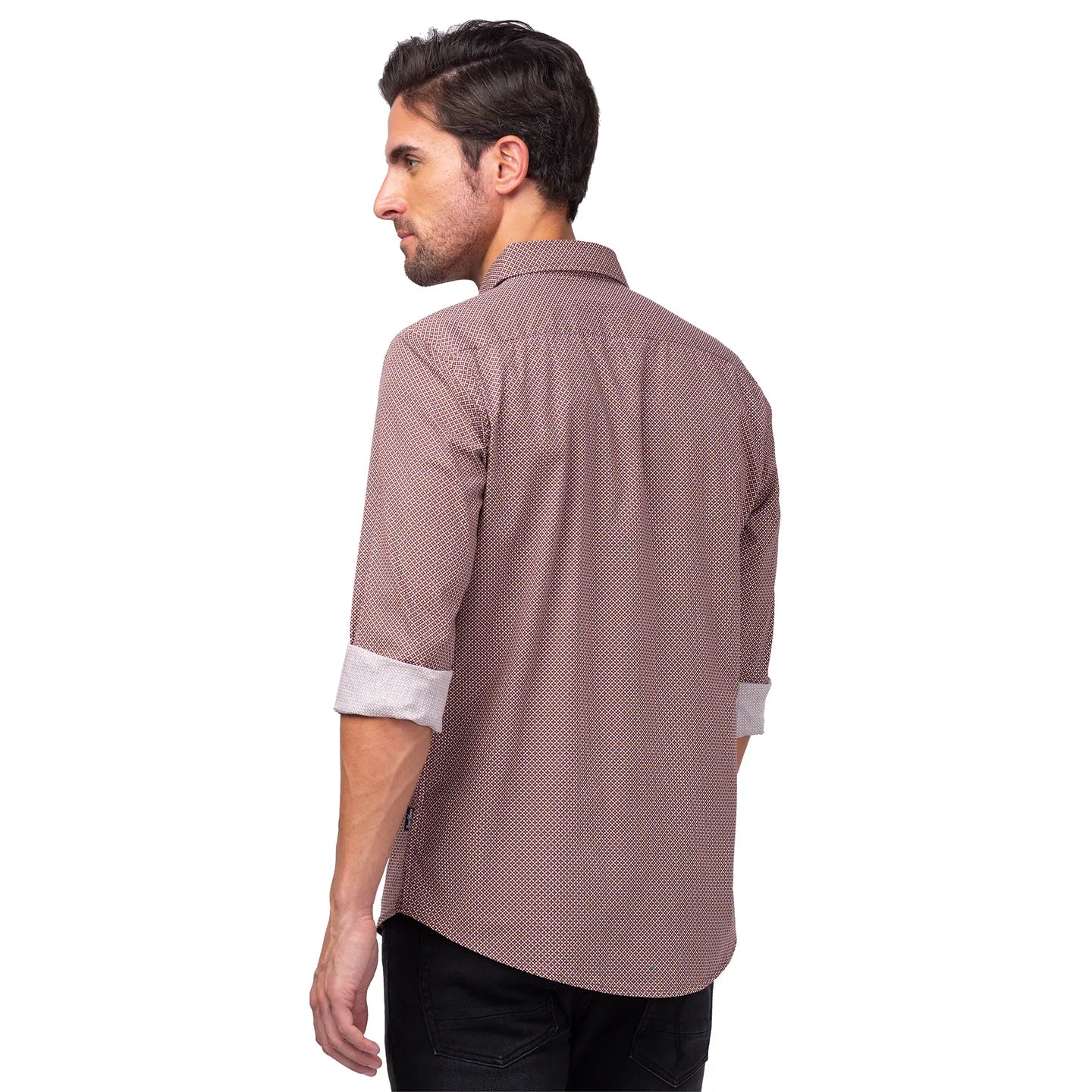 Brown Slim Straight Fit Regular Collar Long Sleeves Men's Shirt by Being Human Clothing - Image 3