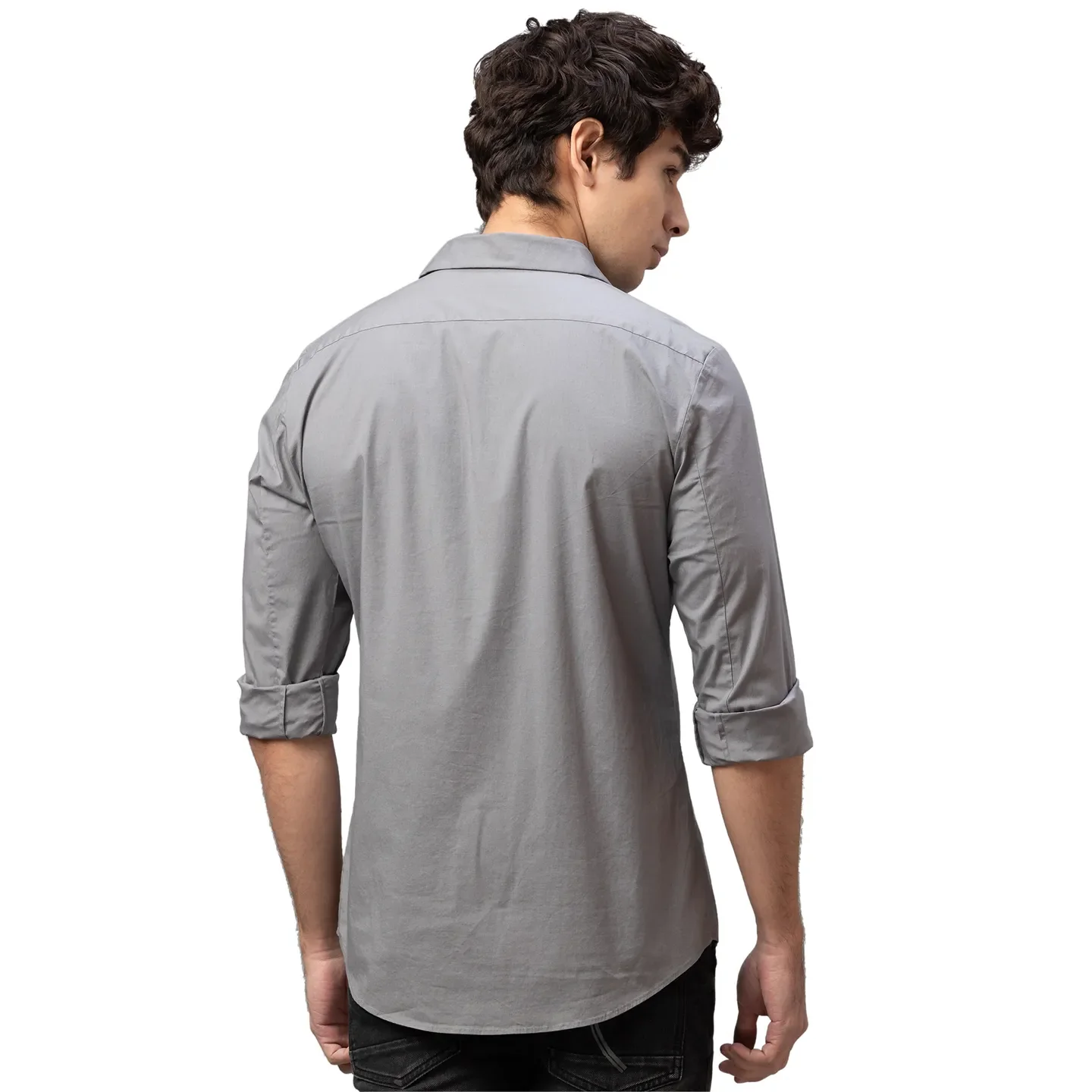 Grey Regular Fit Regular Collar Men's Shirt by Being Human Clothing - Image 3