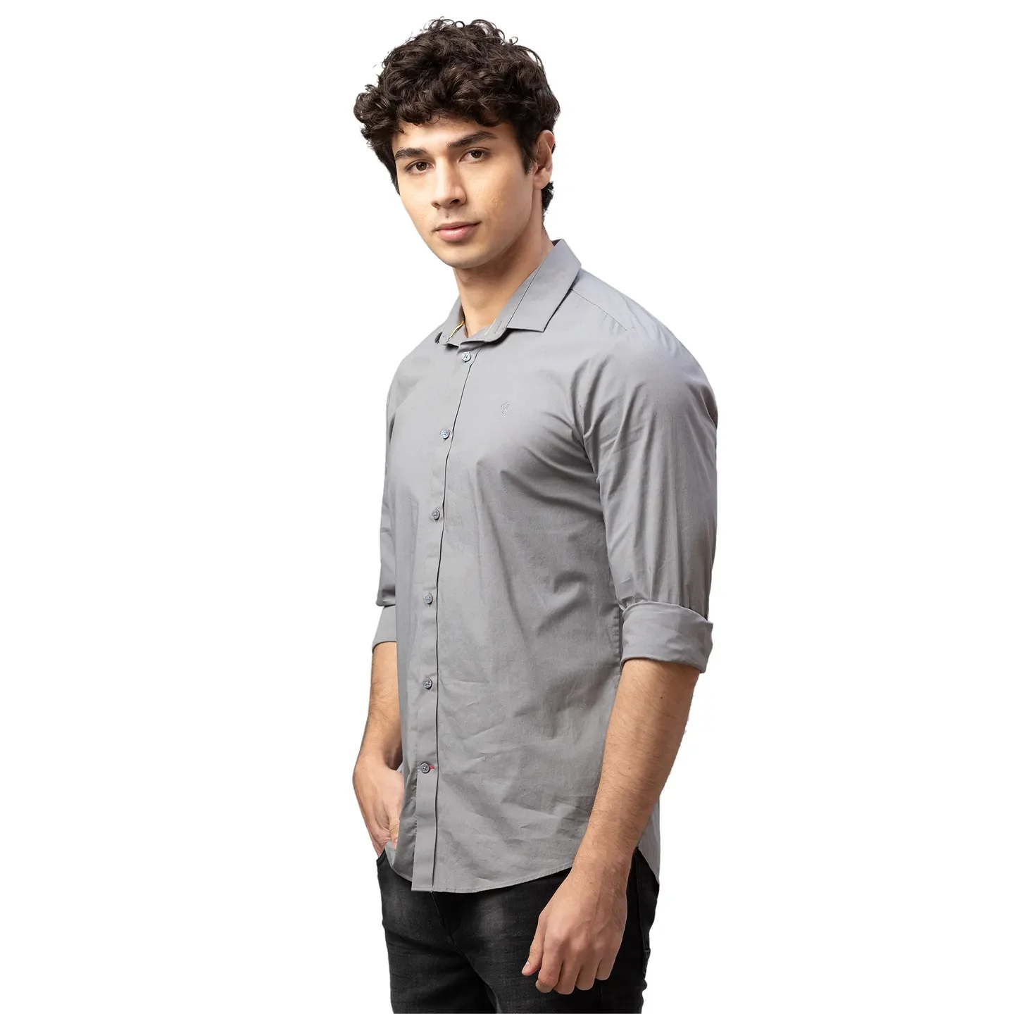 Grey Regular Fit Regular Collar Men's Shirt by Being Human Clothing - Image 4