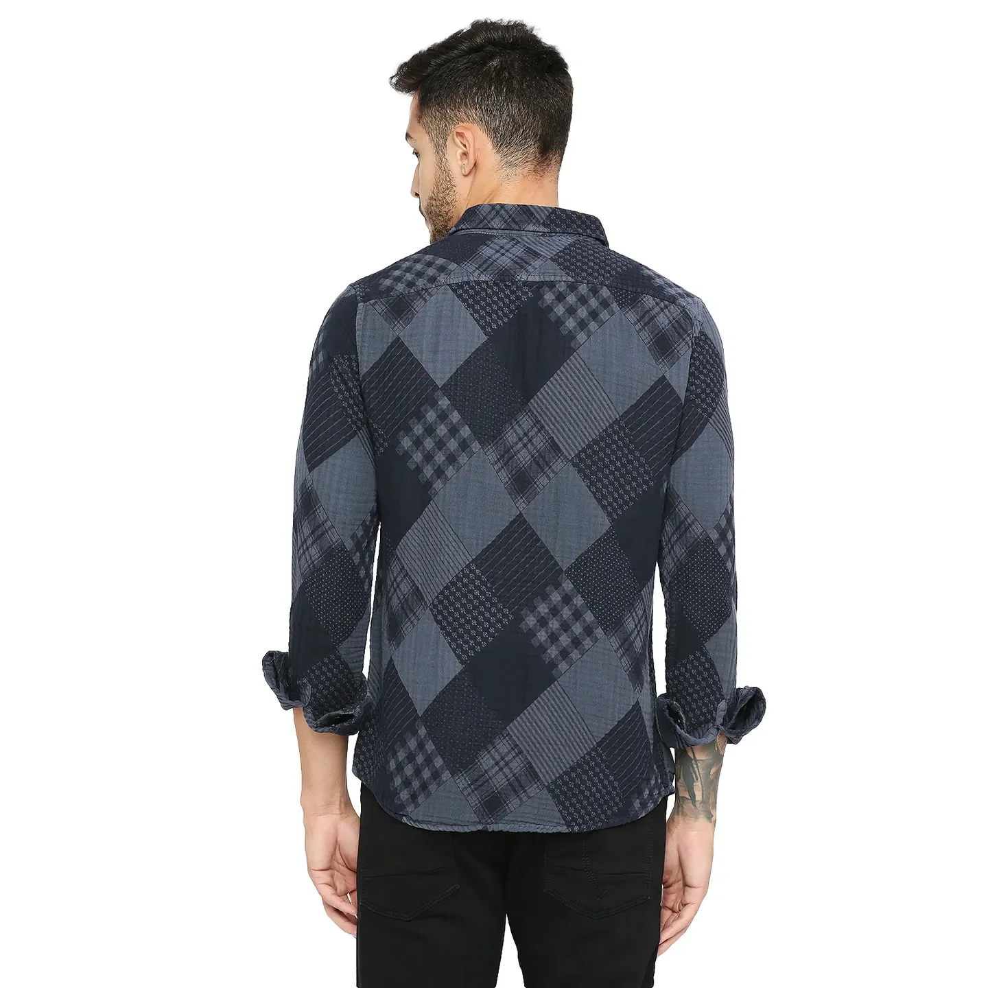 Grey Slim Fit Regular Collar Men's Shirt by Being Human Clothing - Image 4