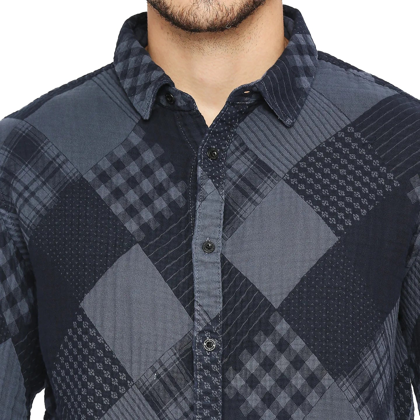 Grey Slim Fit Regular Collar Men's Shirt by Being Human Clothing - Image 5