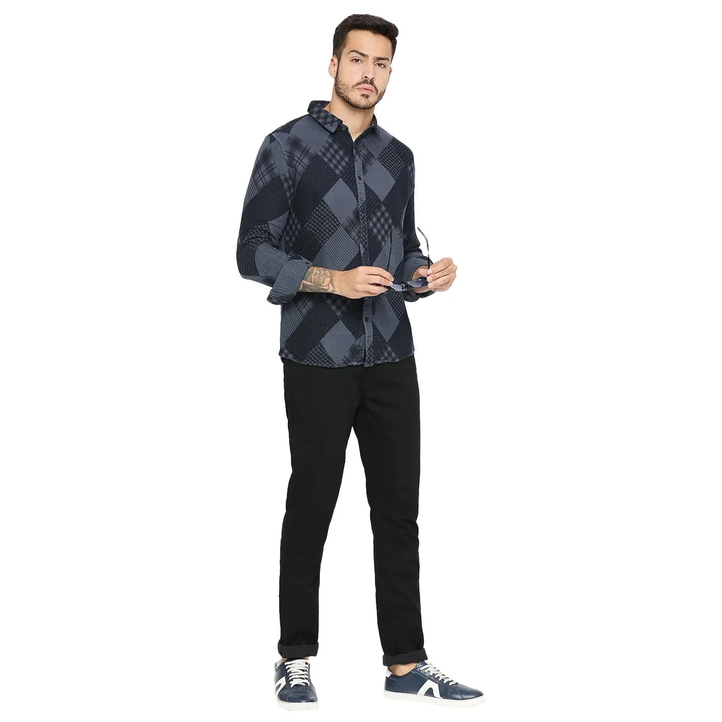 Grey Slim Fit Regular Collar Men's Shirt by Being Human Clothing - Image 6