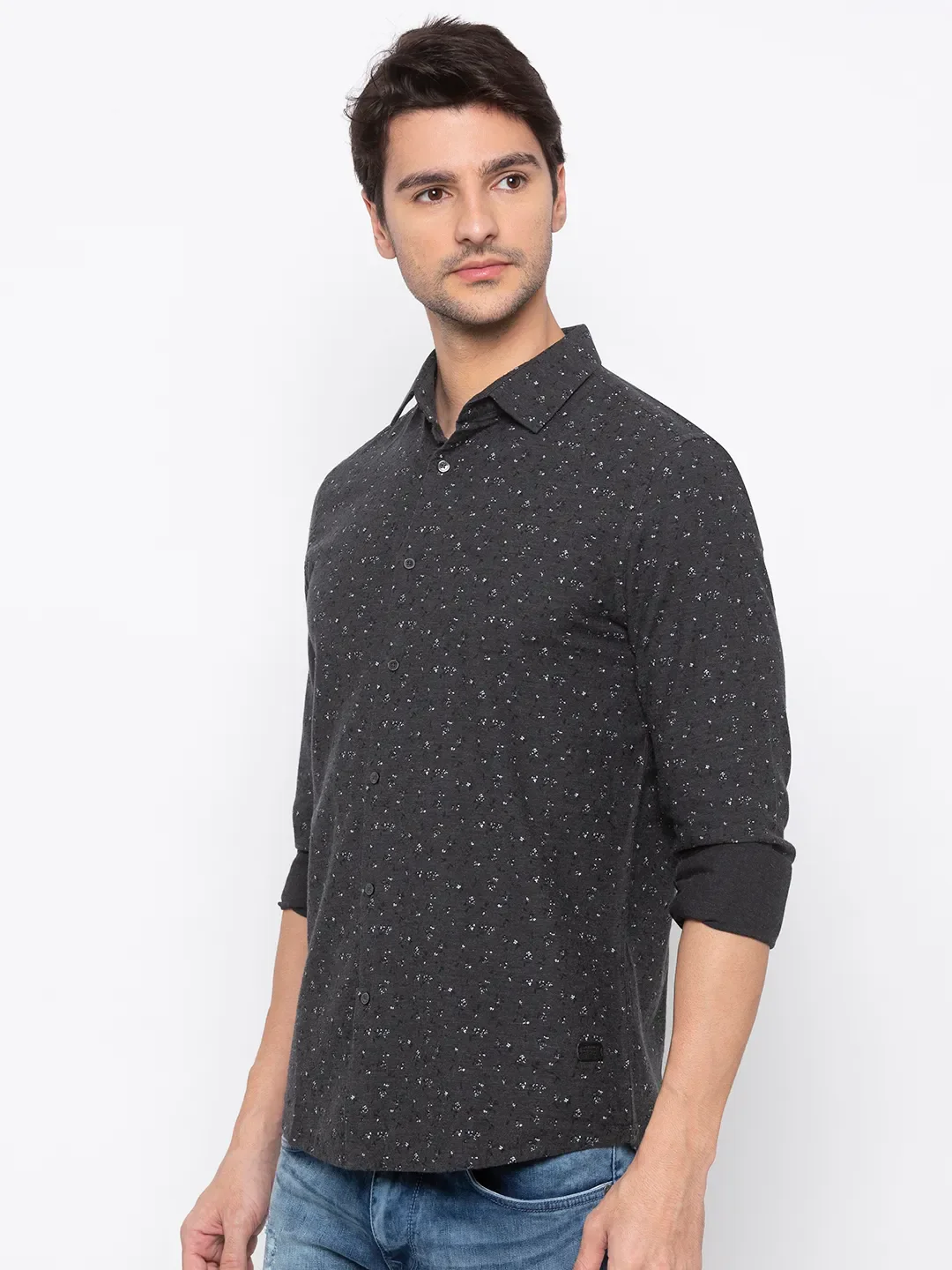 Grey Regular Fit Regular Collar Long Sleeves Cotton Men's Shirt by Being Human Clothing - Image 3