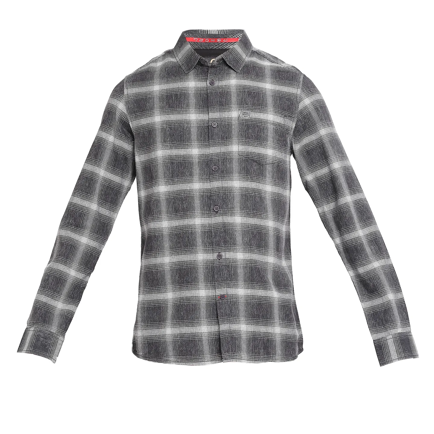 Grey Slim Straight Fit Regular Collar Long Sleeves Cotton Men's Shirt by Being Human Clothing - Image 7