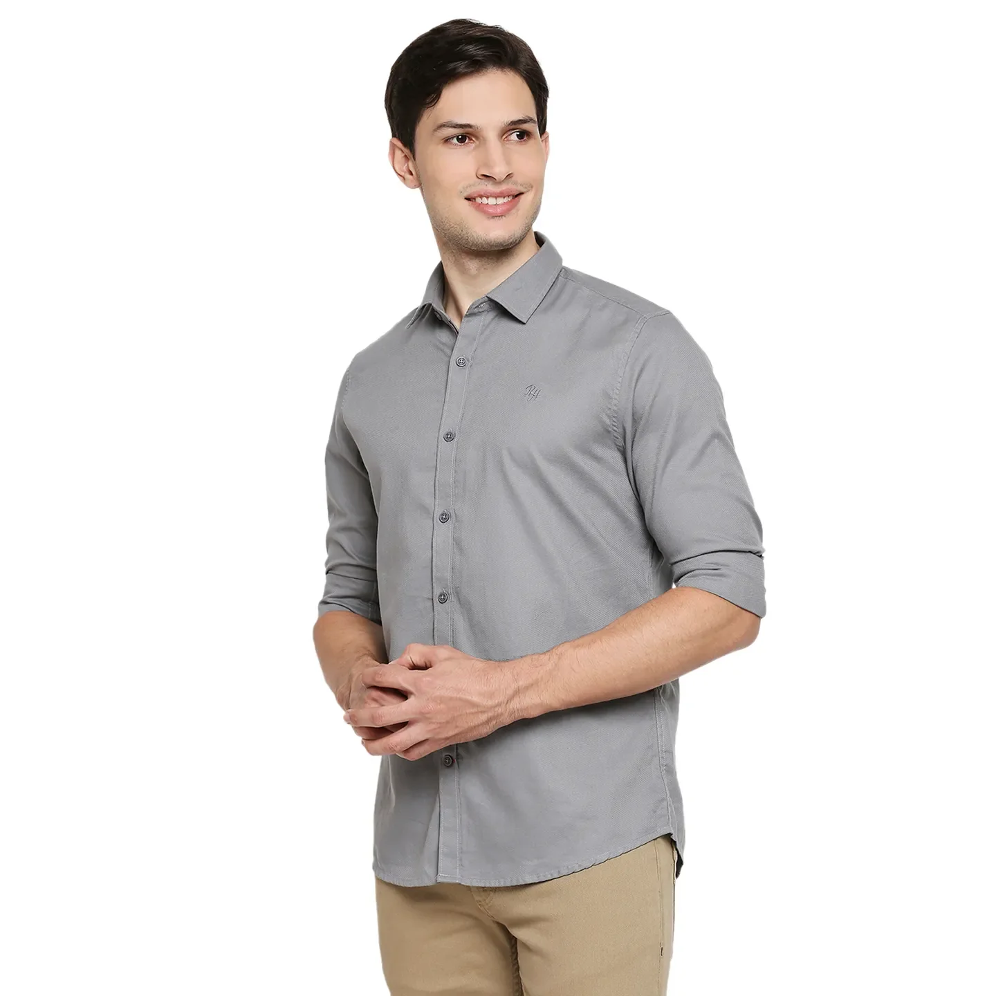 Grey Regular Fit Regular Collar Long Sleeves Cotton Men's Shirt by Being Human Clothing - Image 2