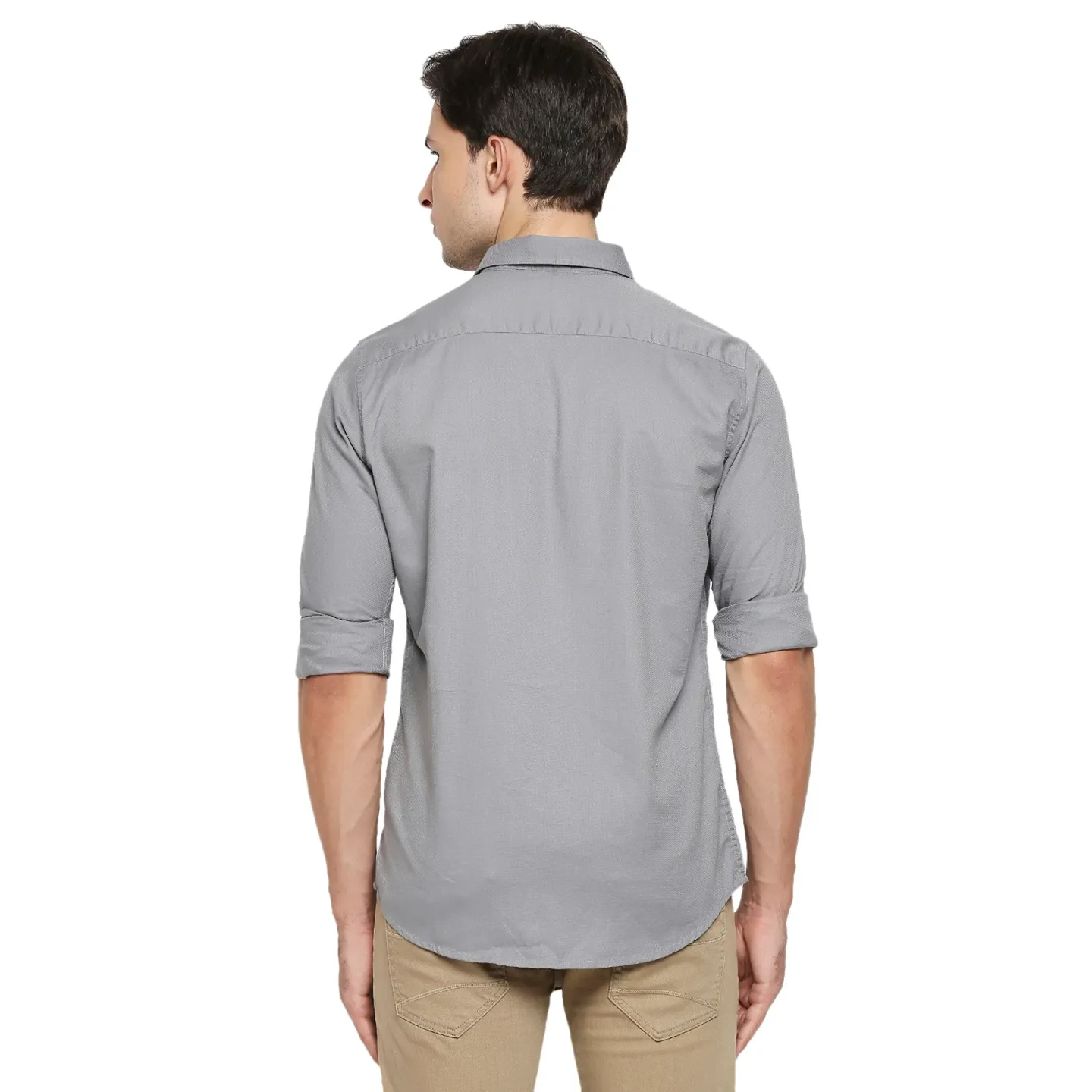 Grey Regular Fit Regular Collar Long Sleeves Cotton Men's Shirt by Being Human Clothing - Image 4