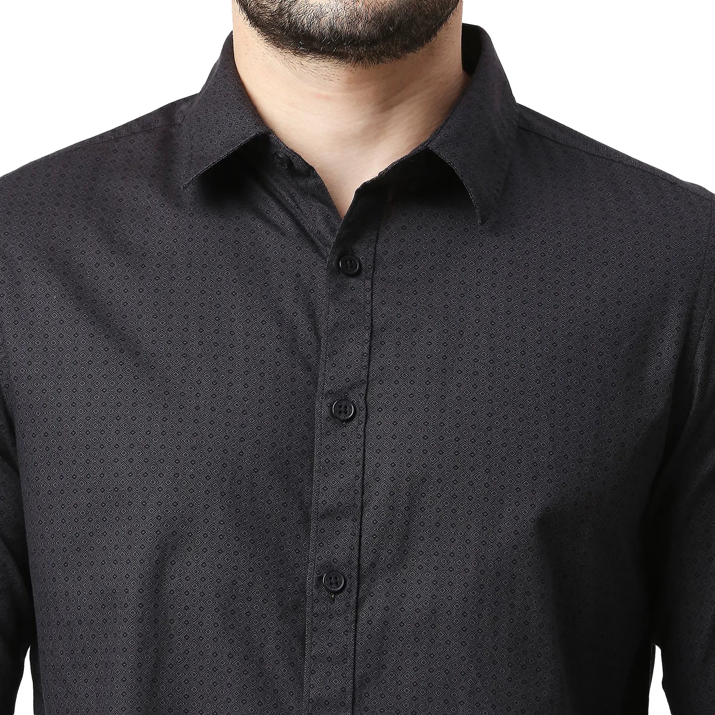 Grey Slim Straight Fit Regular Collar Long Sleeves Cotton Men's Shirt by Being Human Clothing - Image 4