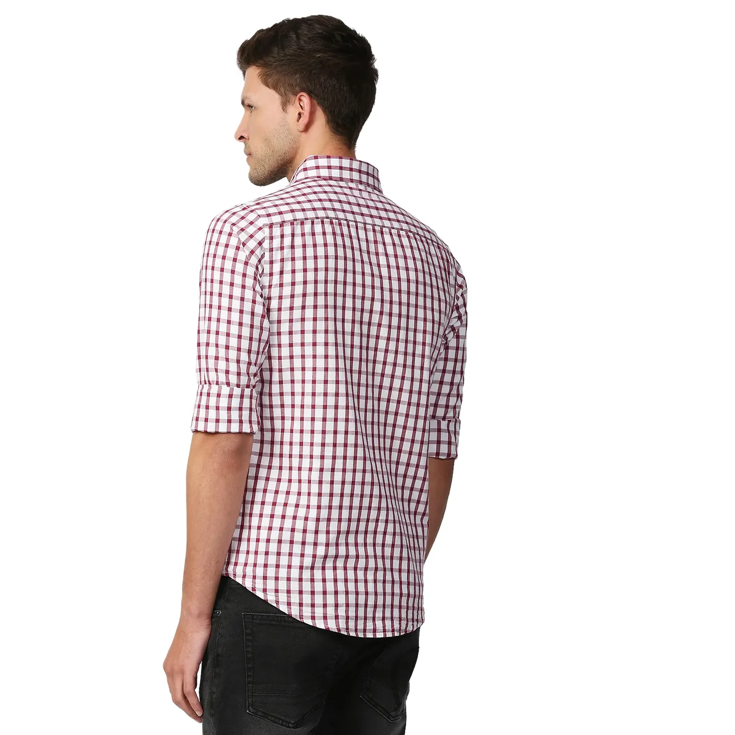 Pink Slim Straight Fit Regular Collar Long Sleeves Men's Shirt by Being Human Clothing - Image 4