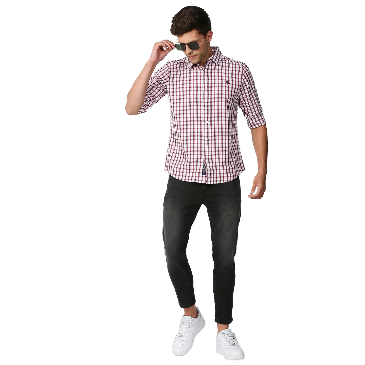 Pink Slim Straight Fit Regular Collar Long Sleeves Men's Shirt by Being Human Clothing - Image 6