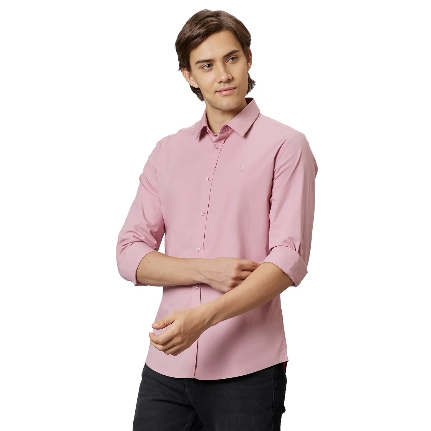 Dusty Pink Super Slim Fit Regular Collar Men's Shirt by Being Human Clothing - Image 3