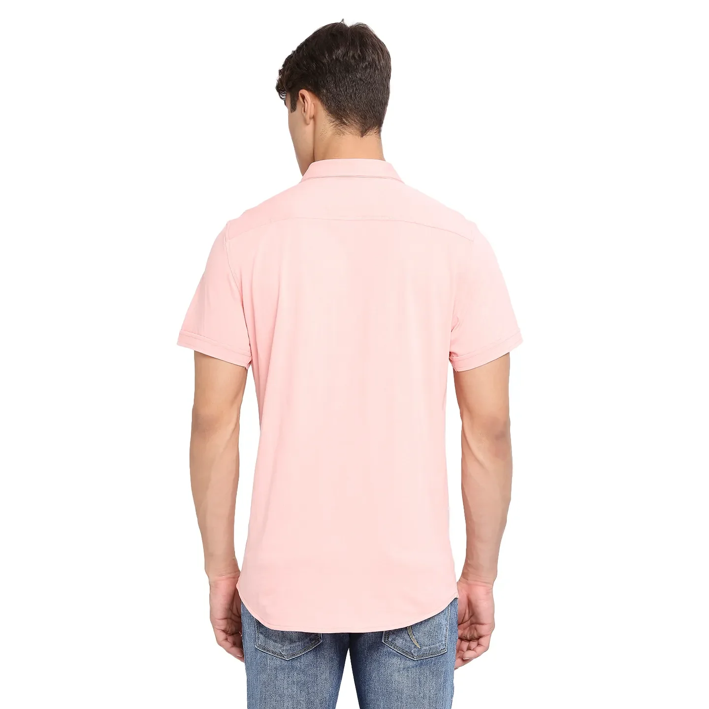 Dusty Pink Slim Fit Regular Collar Men's Shirt by Being Human Clothing - Image 4