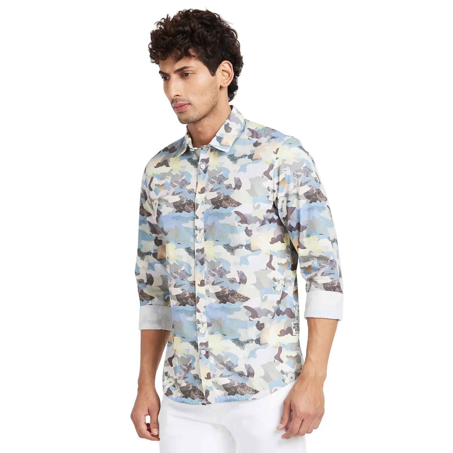 Beige Slim Fit Regular Collar Men's Shirt by Being Human Clothing - Image 3