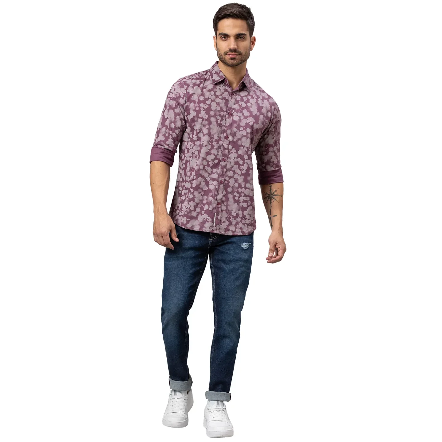Purple Slim Fit Regular Collar Men's Shirt by Being Human Clothing - Image 2