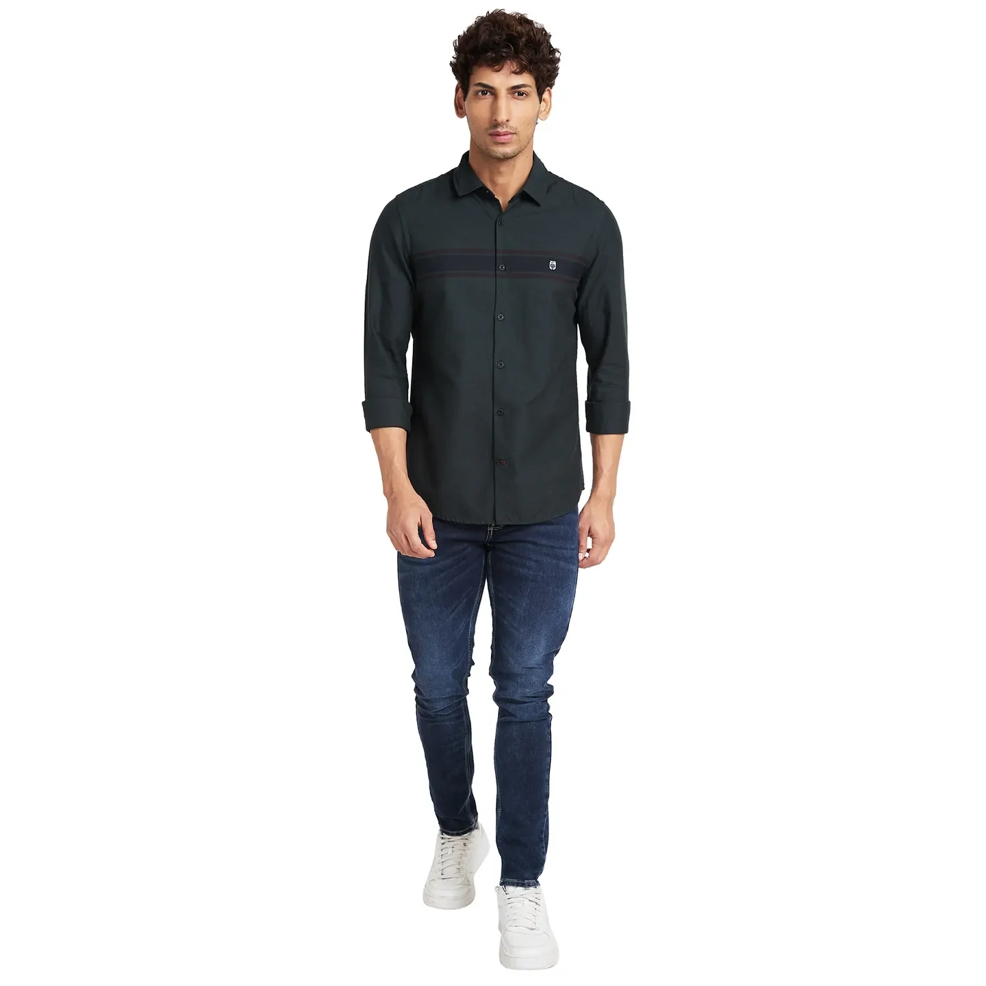 Forest Green Slim Fit Regular Collar Men's Shirt by Being Human Clothing - Image 2