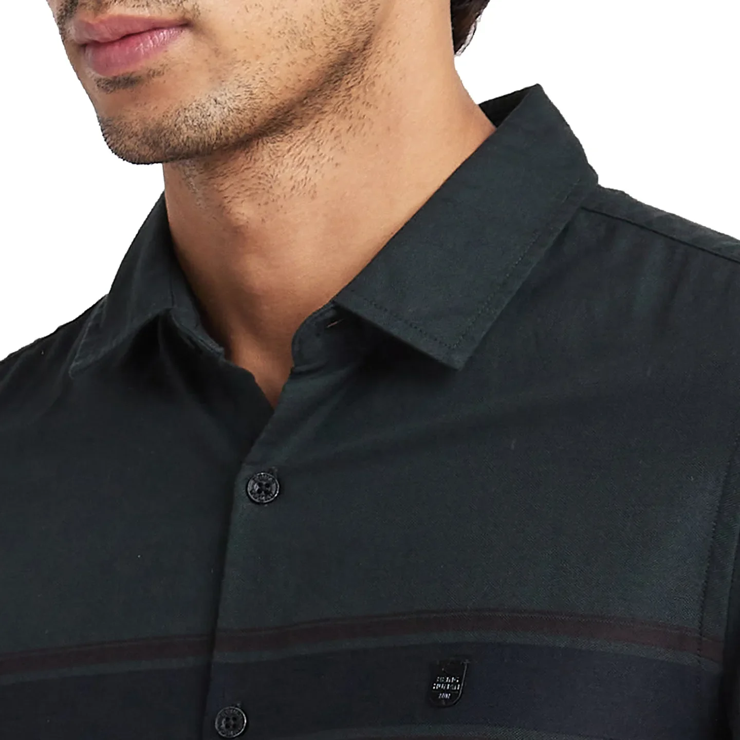 Forest Green Slim Fit Regular Collar Men's Shirt by Being Human Clothing - Image 5
