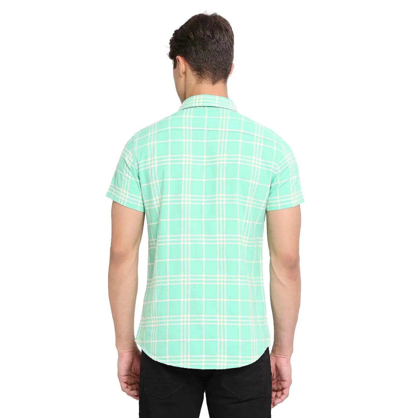 Green Slim Fit Regular Collar Men's Shirt by Being Human Clothing - Image 4