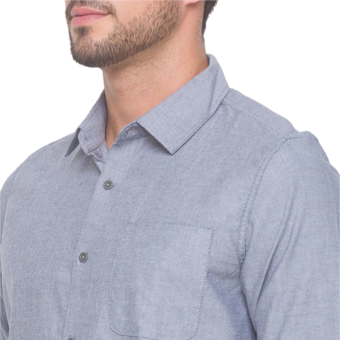 Grey Slim Fit Regular Collar Men's Shirt by Being Human Clothing - Image 4