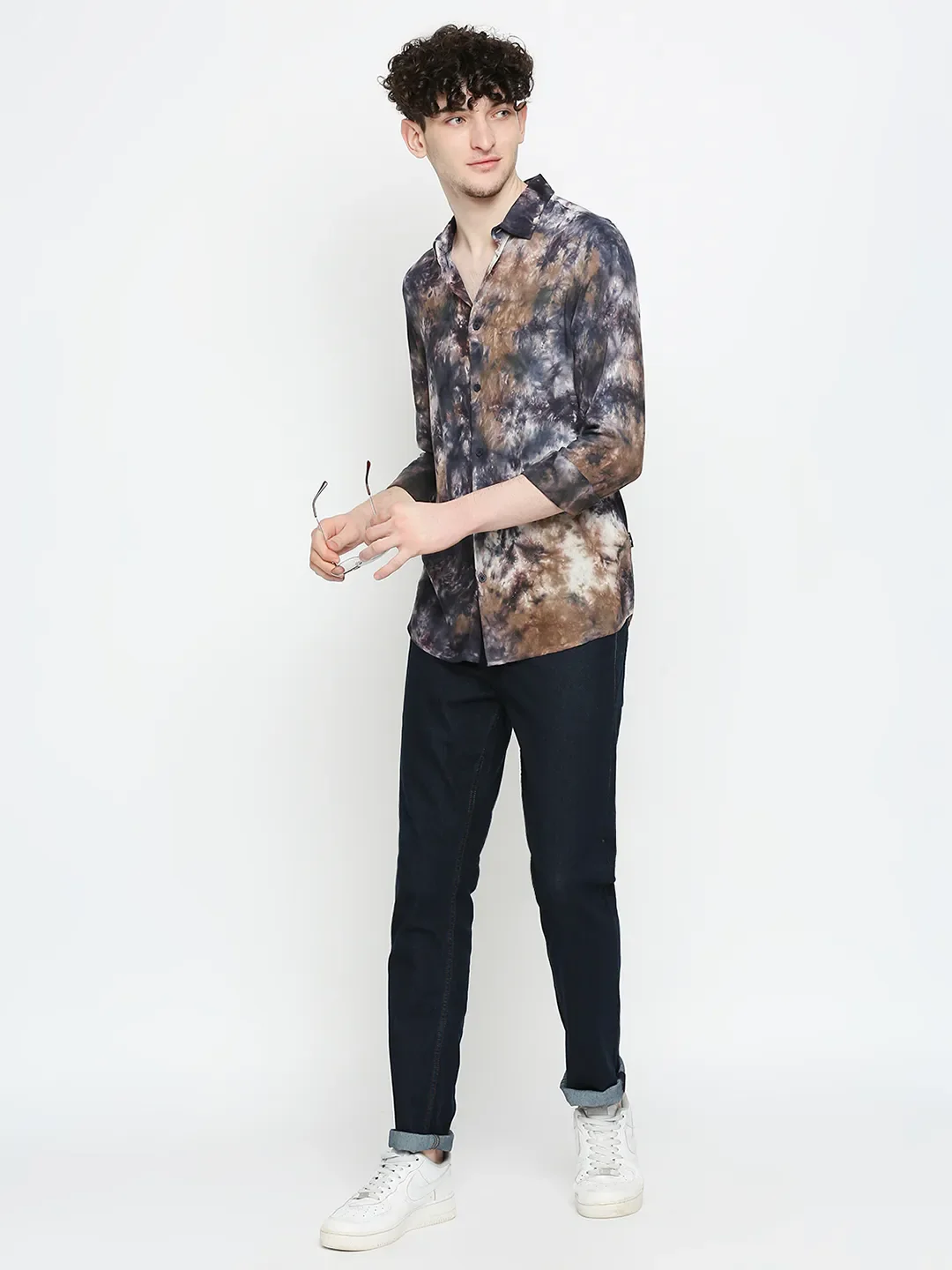 Grey Slim Straight Fit Regular Collar Long Sleeves VISCOSE Men's Shirt by Being Human Clothing - Image 6