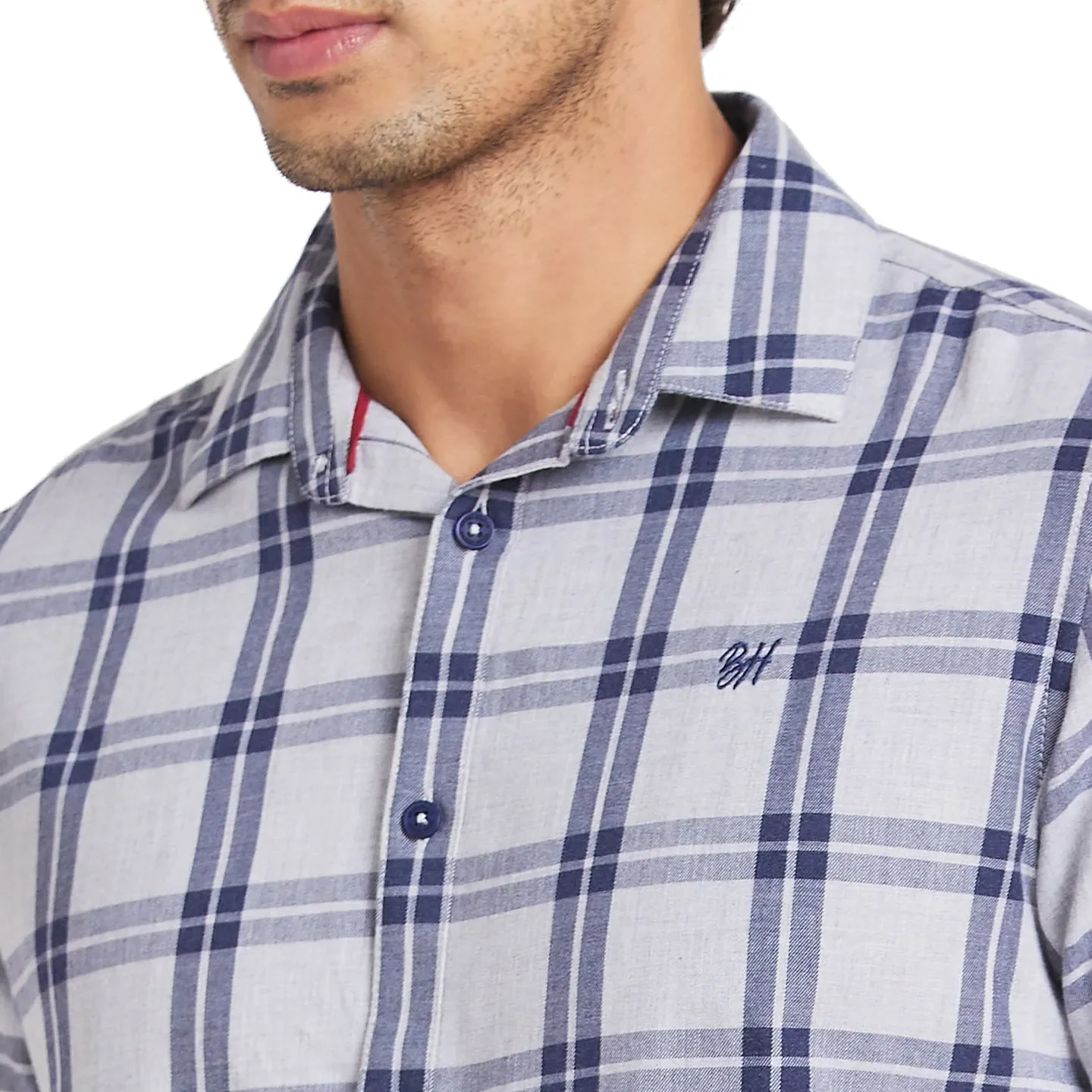 Grey Slim Fit Regular Collar Men's Shirt by Being Human Clothing - Image 5