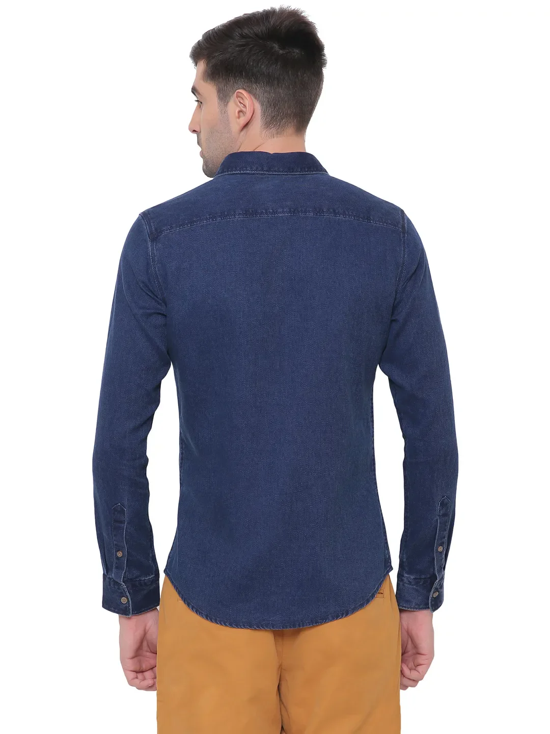 Indigo Regular Fit Regular Collar Long Sleeves Cotton Men's Shirt by Being Human Clothing - Image 2