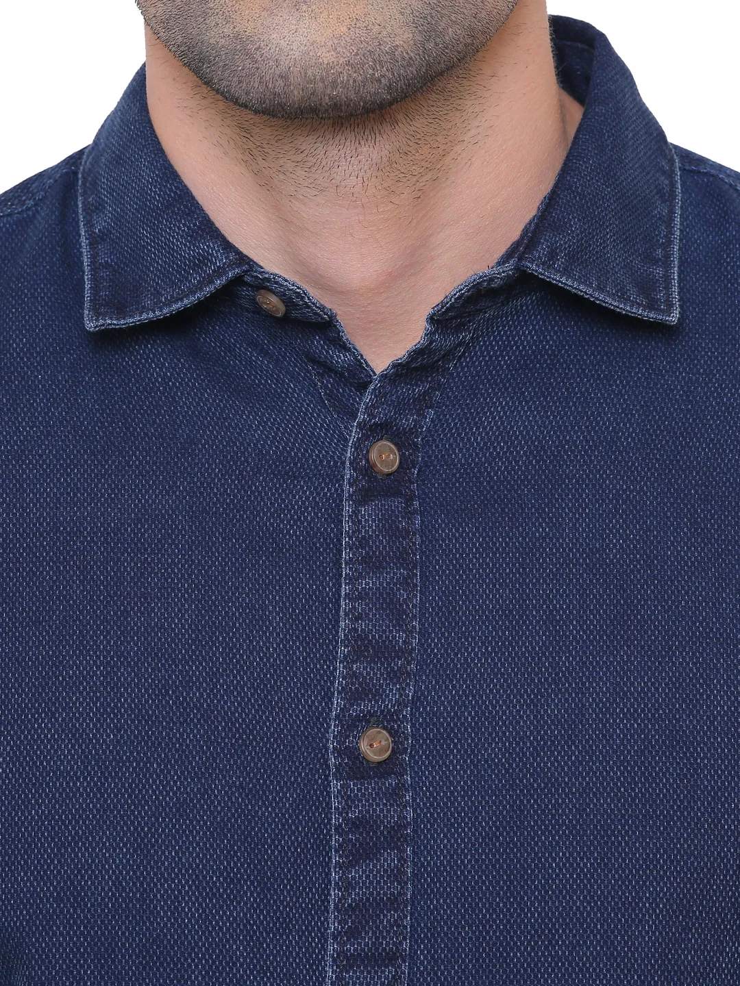 Indigo Regular Fit Regular Collar Long Sleeves Cotton Men's Shirt by Being Human Clothing - Image 5