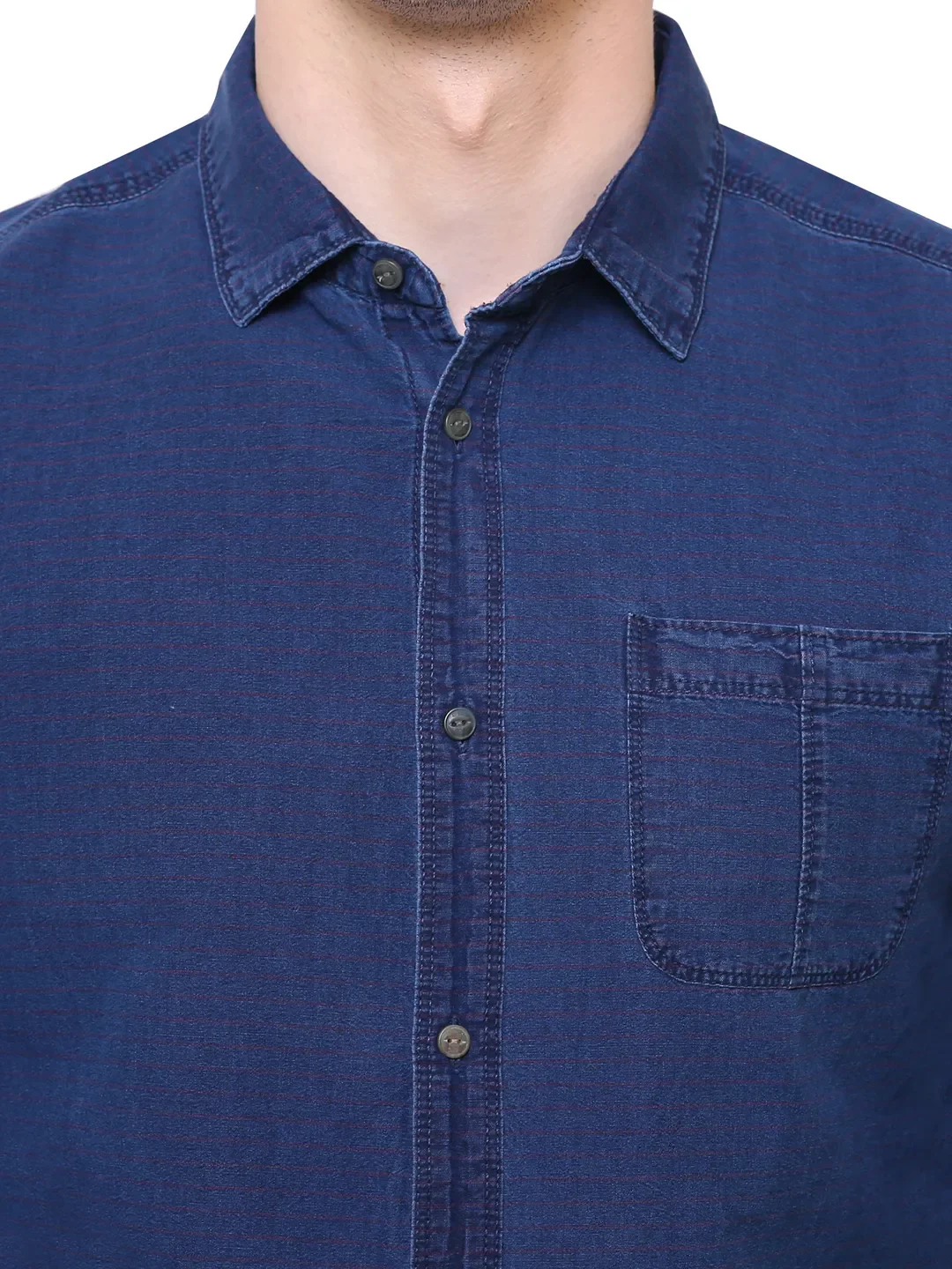 Indigo Regular Fit Regular Collar Long Sleeves Cotton Men's Shirt by Being Human Clothing