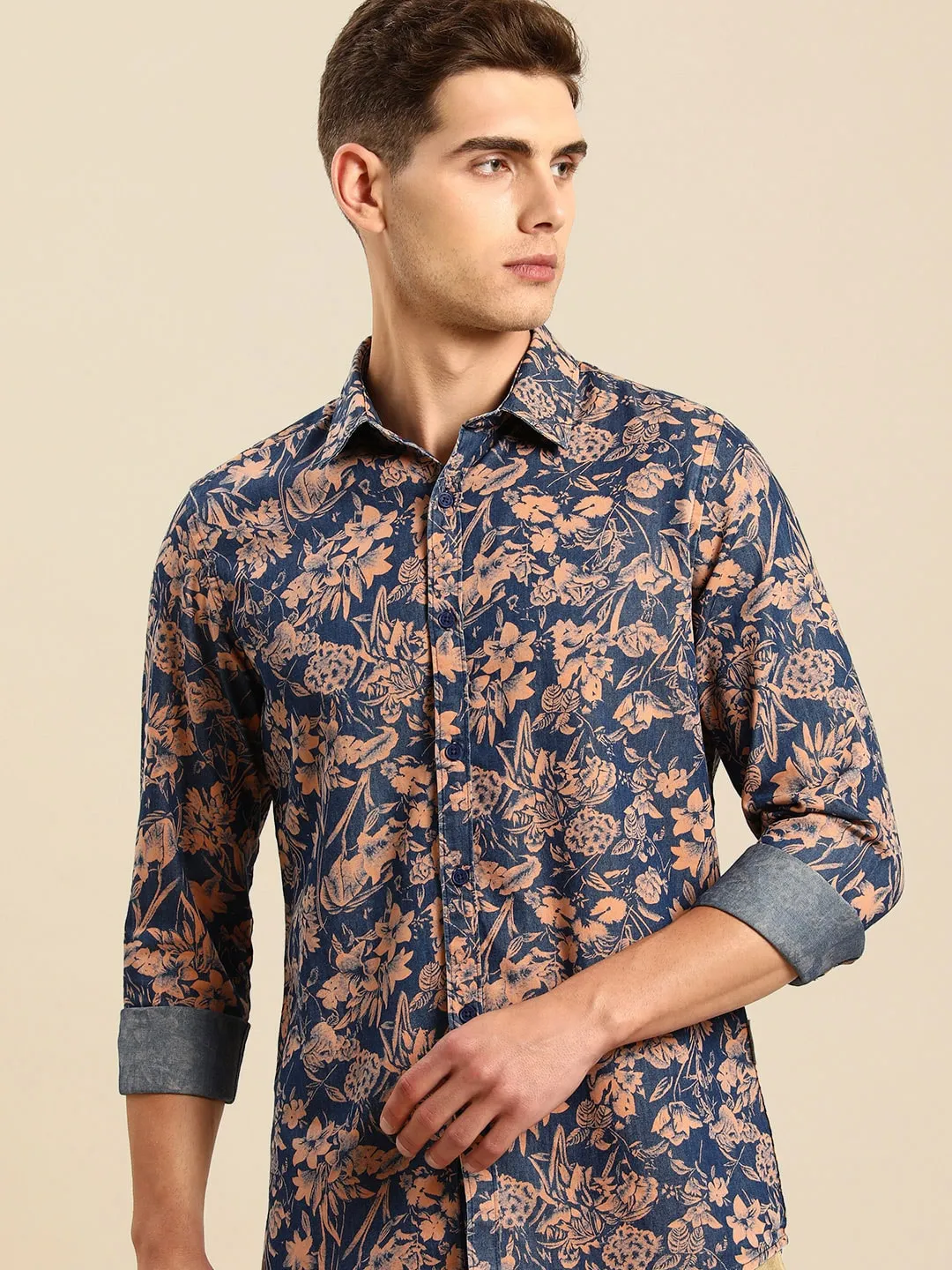 Indigo Slim Straight Fit Regular Collar Long Sleeves Men's Shirt by Being Human Clothing - Image 2
