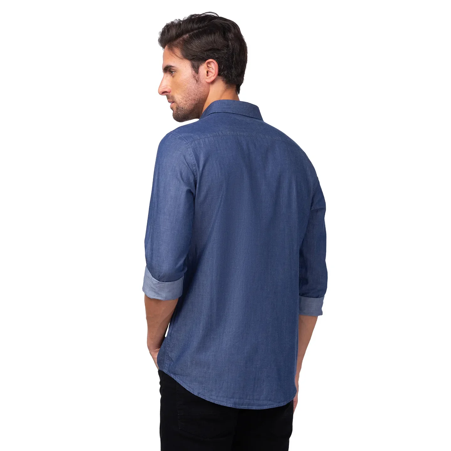 Indigo Slim Fit Regular Collar Men's Shirt by Being Human Clothing - Image 3