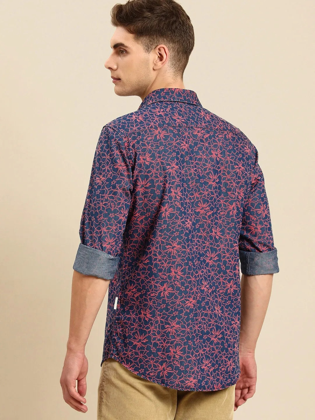 Indigo Slim Straight Fit Regular Collar Long Sleeves Men's Shirt by Being Human Clothing - Image 3