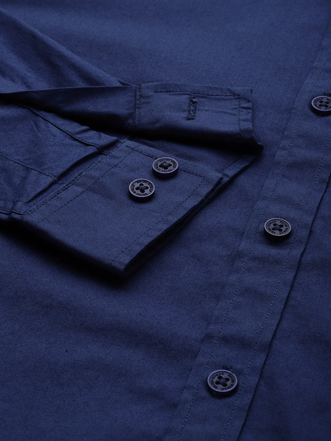Blue Super Slim Fit Regular Collar Long Sleeves Men's Shirt by Being Human Clothing - Image 4