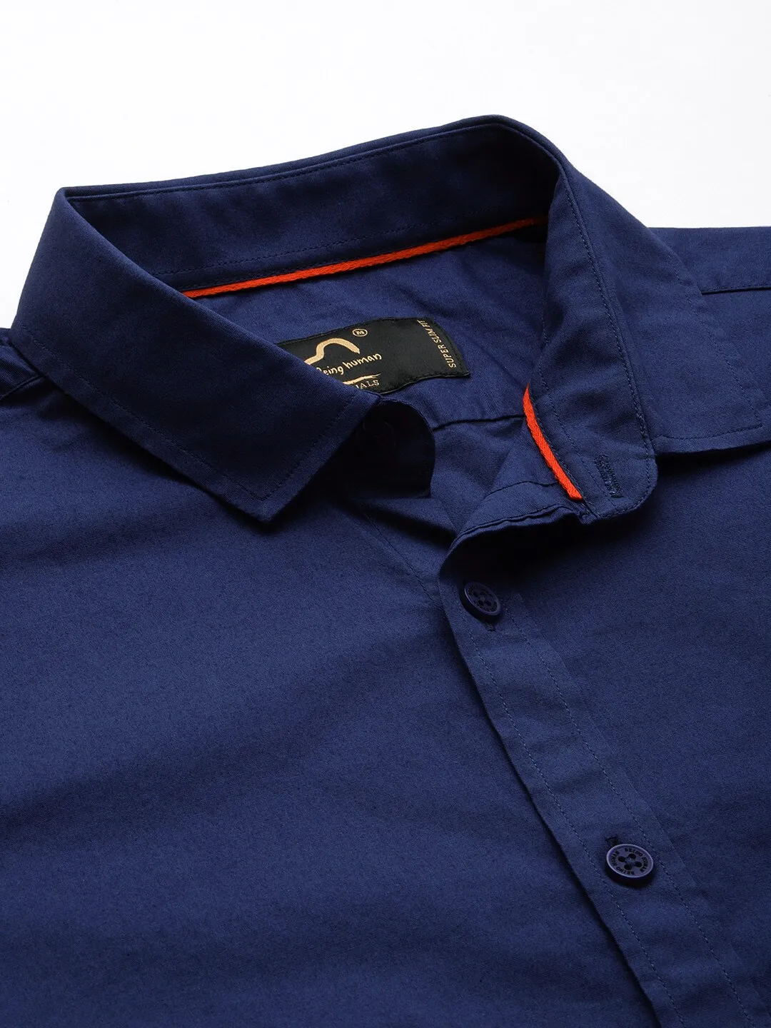 Blue Super Slim Fit Regular Collar Long Sleeves Men's Shirt by Being Human Clothing - Image 5