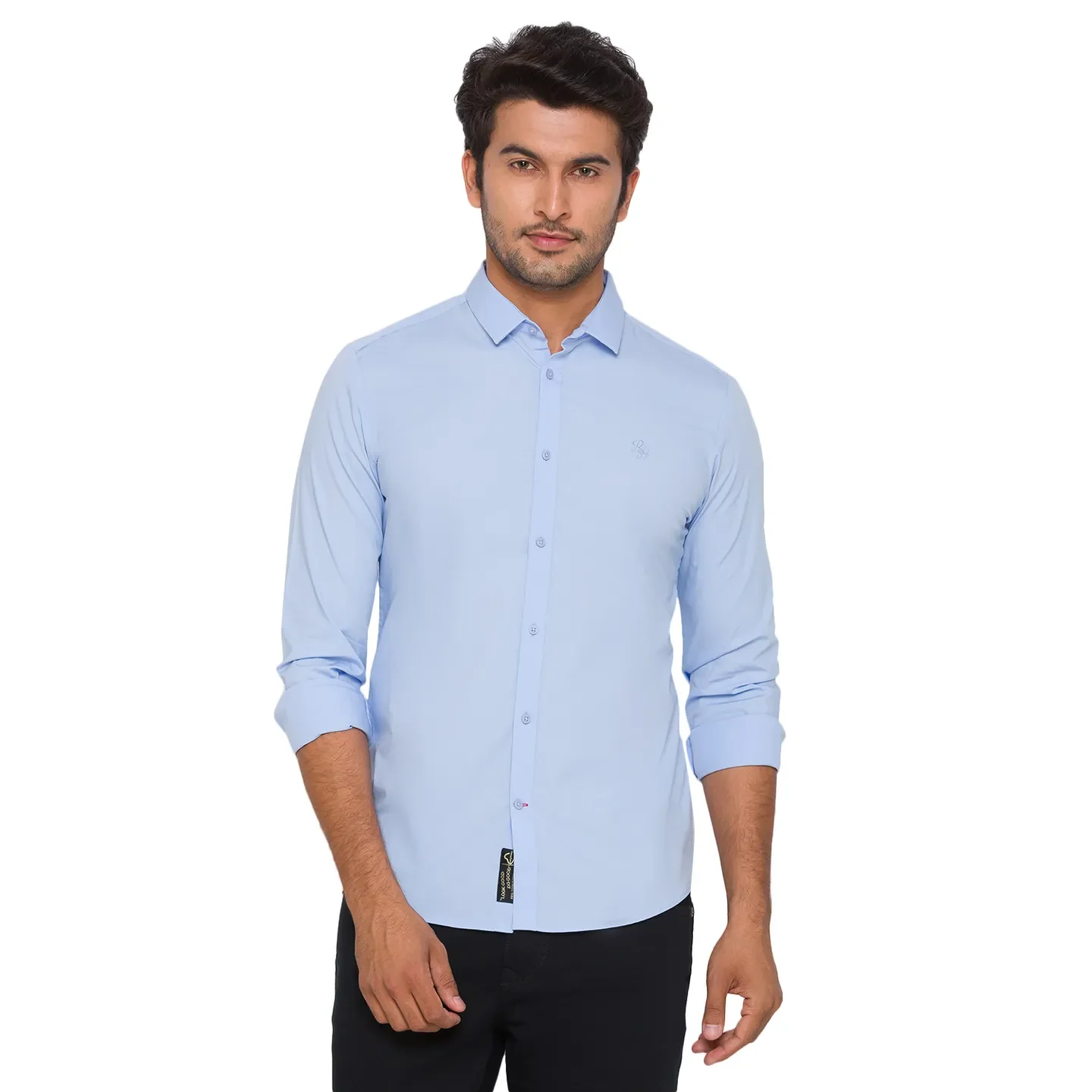 Blue Regular Fit Regular Collar Long Sleeves Cotton Men's Shirt by Being Human Clothing