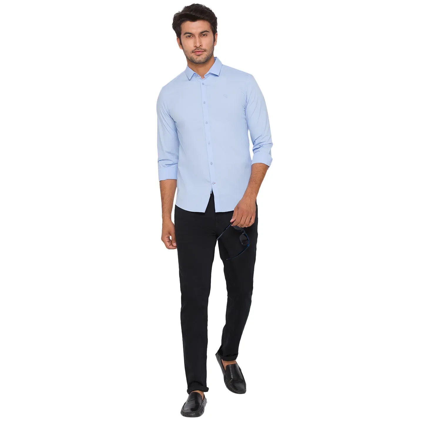 Blue Regular Fit Regular Collar Long Sleeves Cotton Men's Shirt by Being Human Clothing - Image 6