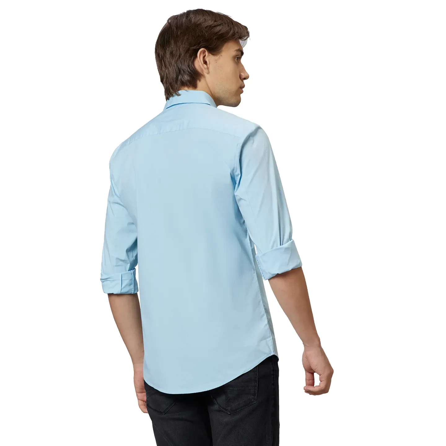 Light Blue Slim Fit Regular Collar Men's Shirt by Being Human Clothing - Image 2