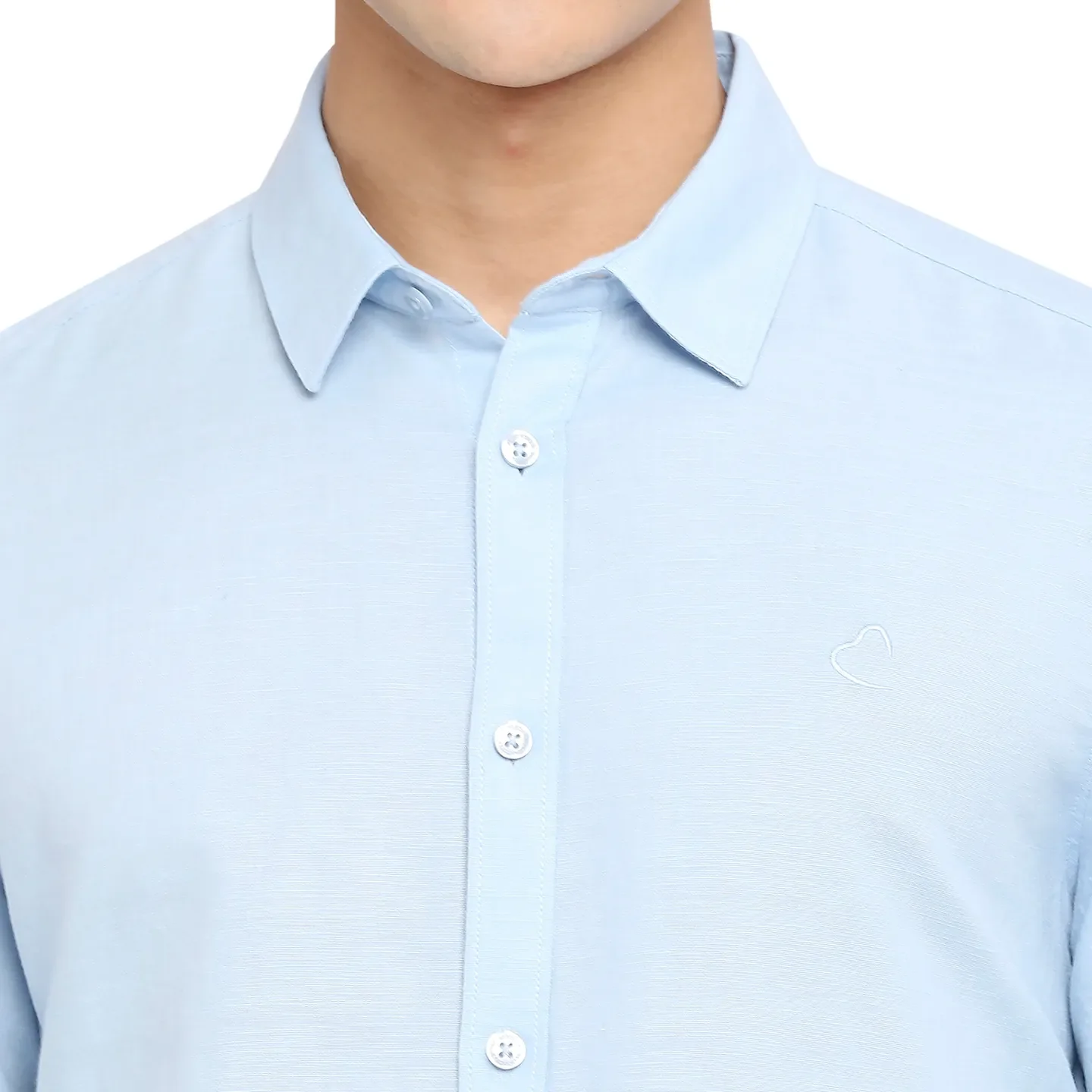 Blue Slim Straight Fit Regular Collar Long Sleeves Cotton Men's Shirt by Being Human Clothing - Image 5