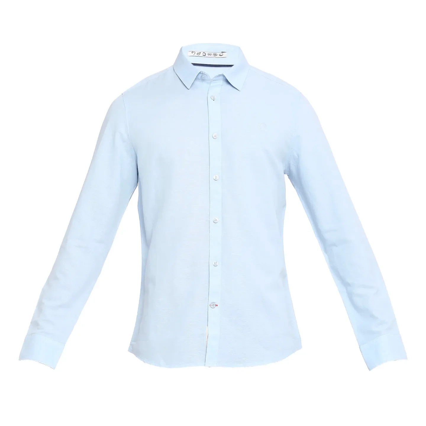 Blue Slim Straight Fit Regular Collar Long Sleeves Cotton Men's Shirt by Being Human Clothing - Image 7