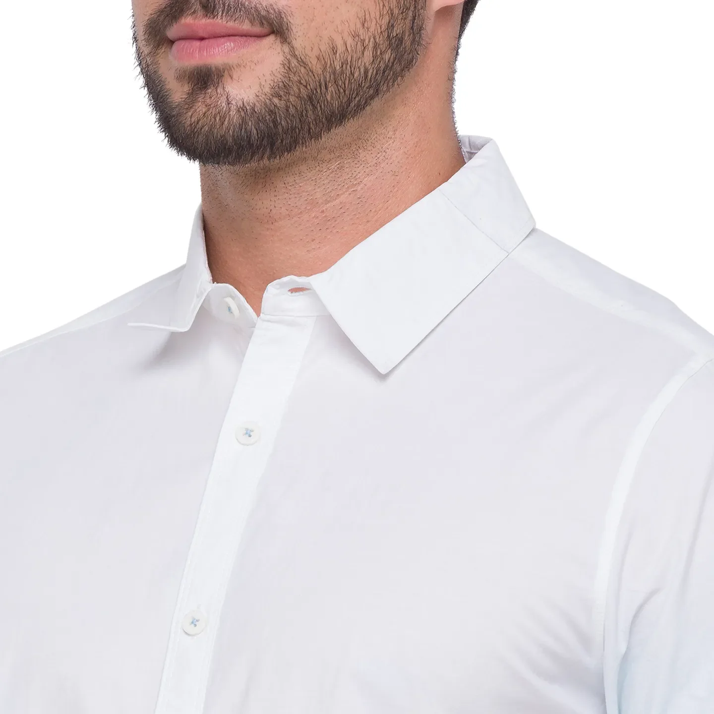 Blue Slim Straight Fit Regular Collar Short Sleeves Cotton Men's Shirt by Being Human Clothing - Image 4