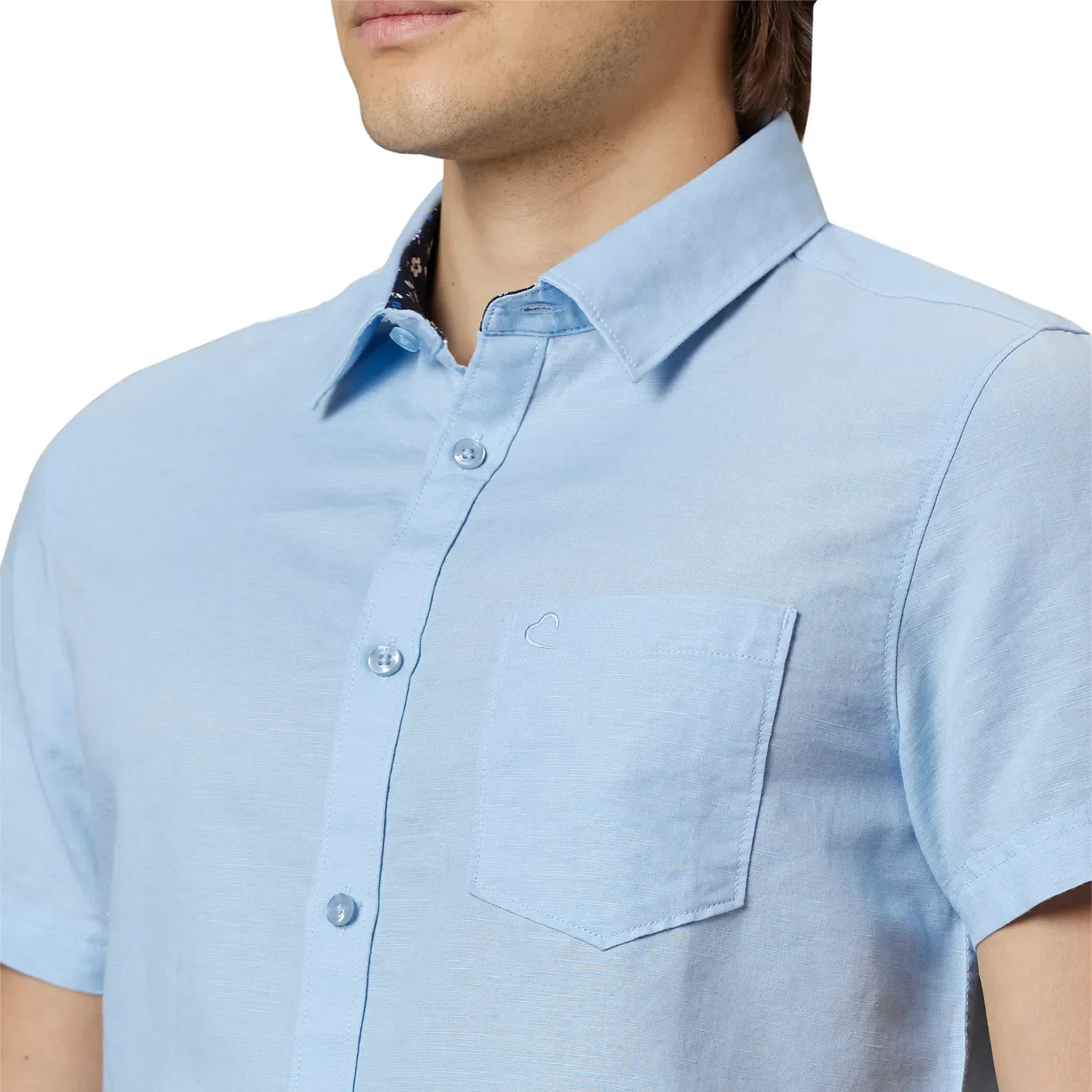 Light Blue Slim Fit Regular Collar Men's Shirt by Being Human Clothing - Image 4