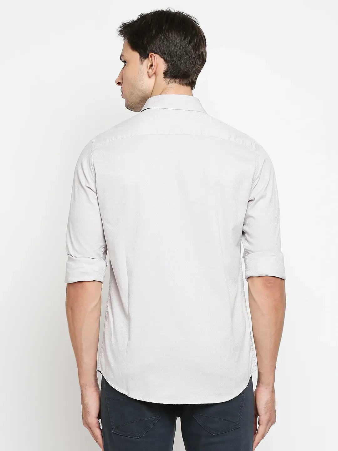 Grey Regular Fit Regular Collar Long Sleeves Cotton Men's Shirt by Being Human Clothing - Image 4