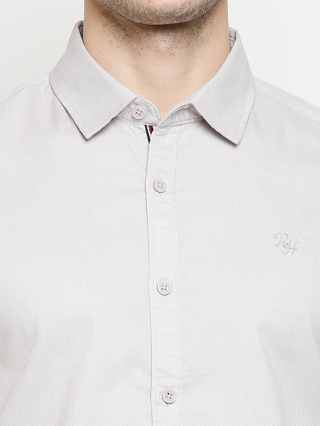 Grey Regular Fit Regular Collar Long Sleeves Cotton Men's Shirt by Being Human Clothing - Image 5