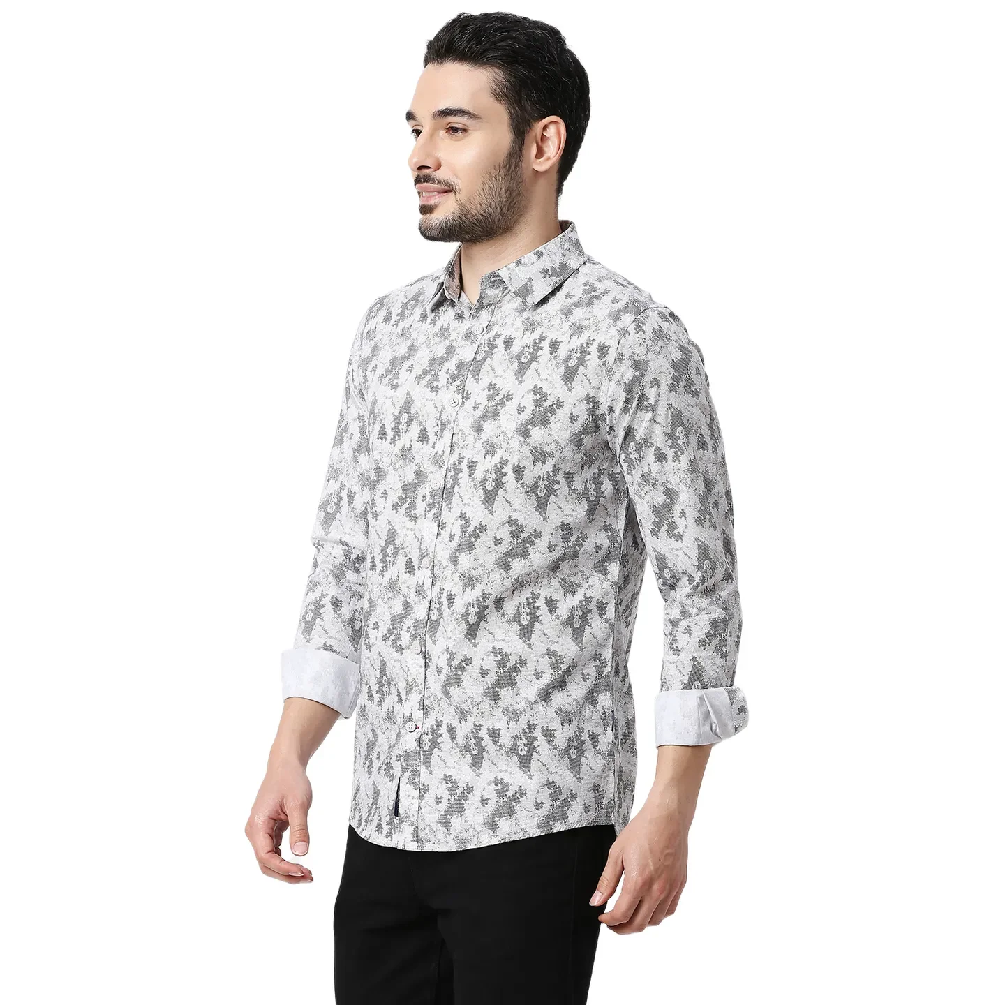Light Grey Slim Fit Regular Collar Men's Shirt by Being Human Clothing - Image 2