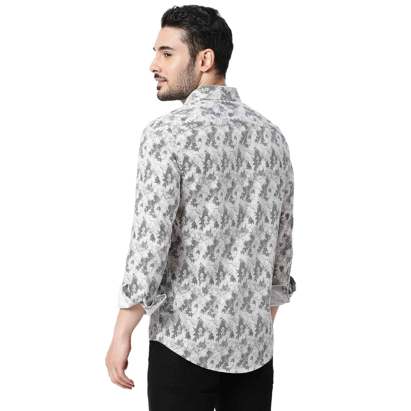 Light Grey Slim Fit Regular Collar Men's Shirt by Being Human Clothing - Image 3