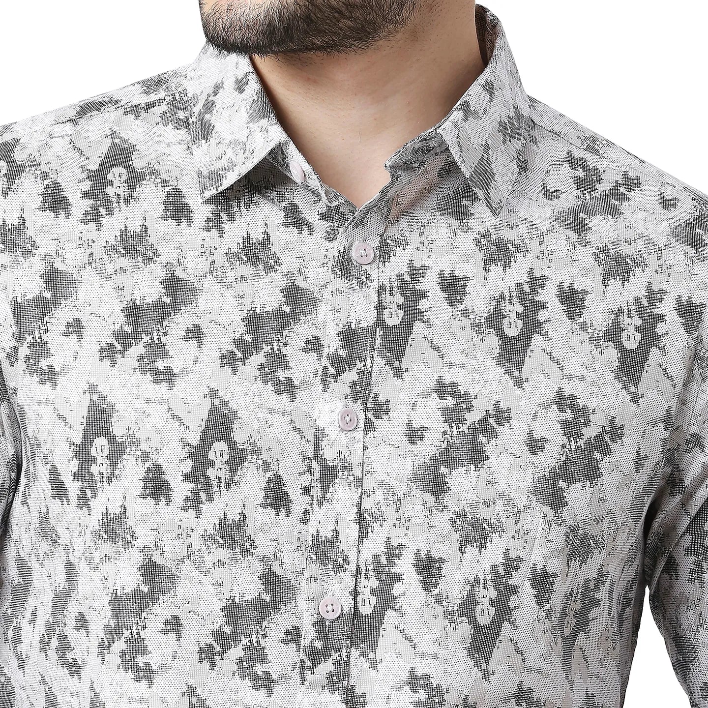 Light Grey Slim Fit Regular Collar Men's Shirt by Being Human Clothing - Image 4