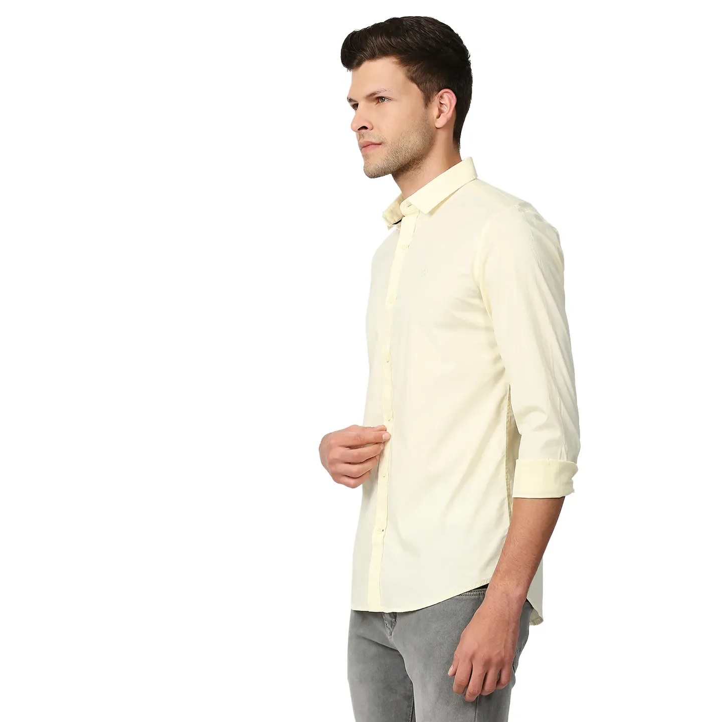 Yellow Super Slim Fit Regular Collar Men's Shirt by Being Human Clothing - Image 2